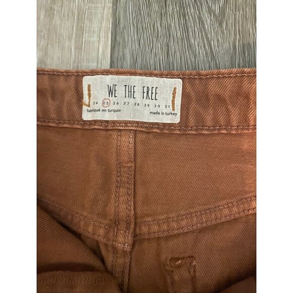 We The Free Free People Deconstructed Denim Mini Skirt Rust Burnt Orange - Picture 4 of 6